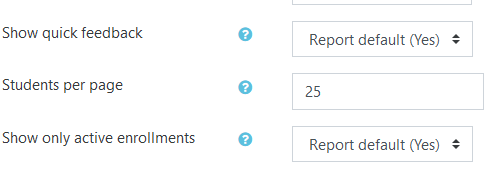 Students Per Page setting shown in the Grader Report. Default setting shows 25.