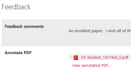 Annotate Feedback shown as a link in the feedback area of the assignment