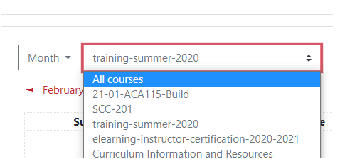 Screenshot of "All Courses" option