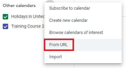 Screenshot of "From URL" option in Gmail