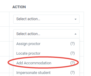 Add Accomodation button in SmarterProctoring