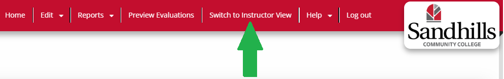 Arrow pointing to Switch to Instructor View tab