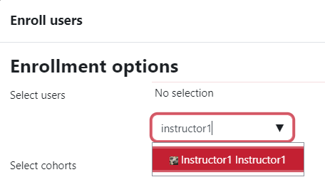 Search box to enroll users