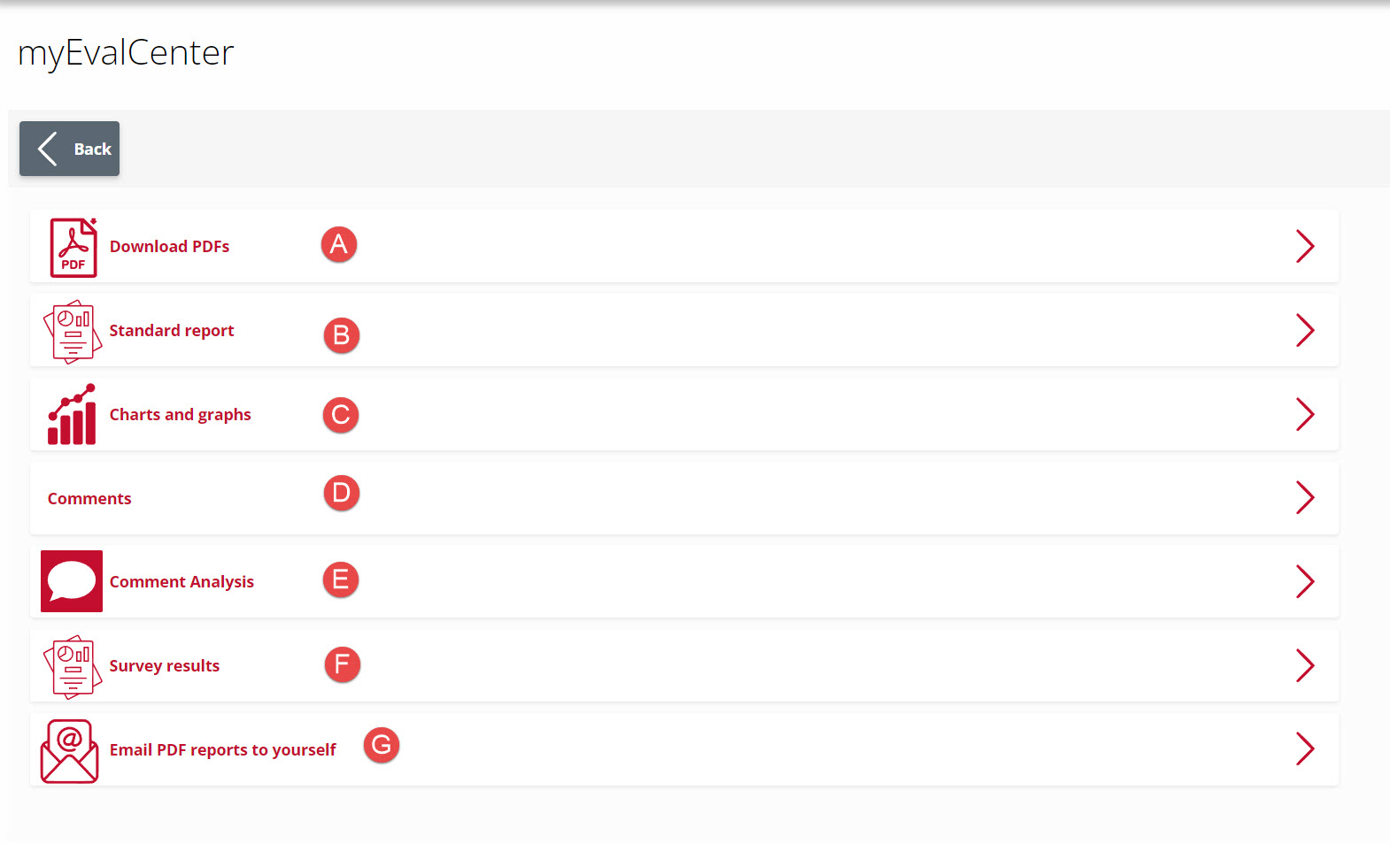 Report data options thats available to instructor