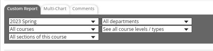 Course filtering dropdowns