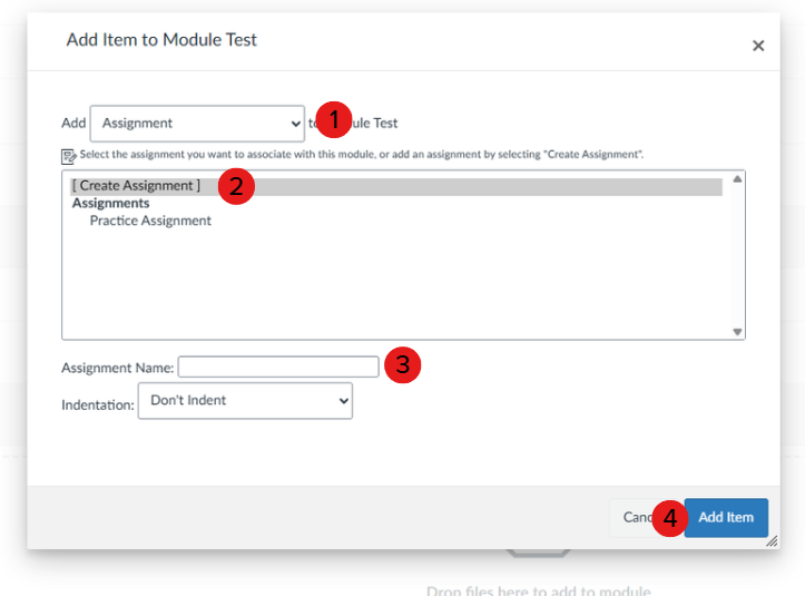Directions on adding an assignment.
