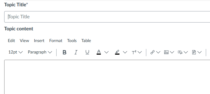 Text boxes for the title and message of an announcement.