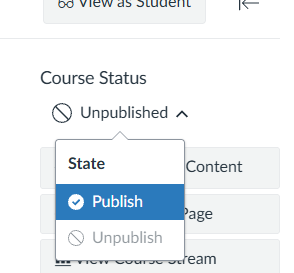 Course status, showing it's unpublished.