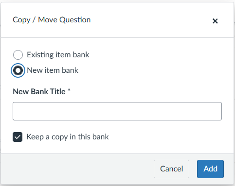 copy or move question with new item bank selected.