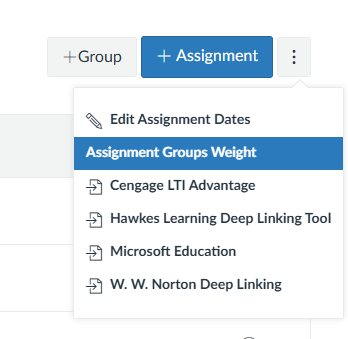 Assignment groups weight highlighted.