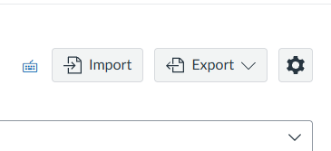 Grades setting buttons showing Import, Export, and setting gear.