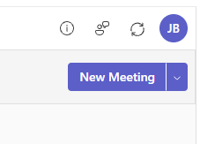 Microsoft teams showing a new meeting button.