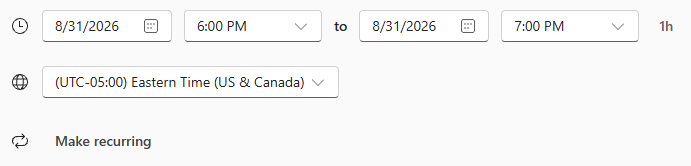 Microsoft teams date and time settings.