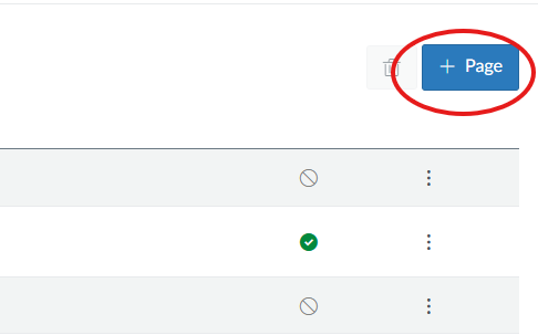 A circle around a blue button that says page.