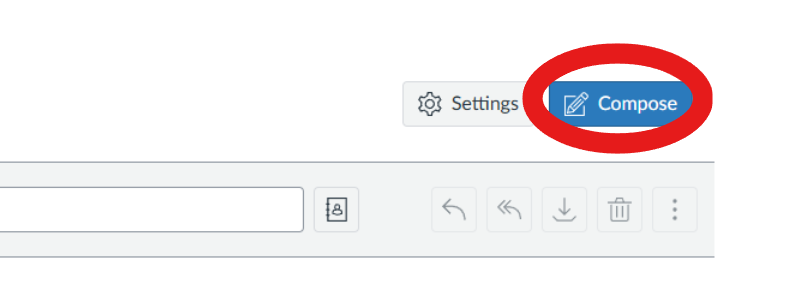 Inbox compose button with a circle around it.